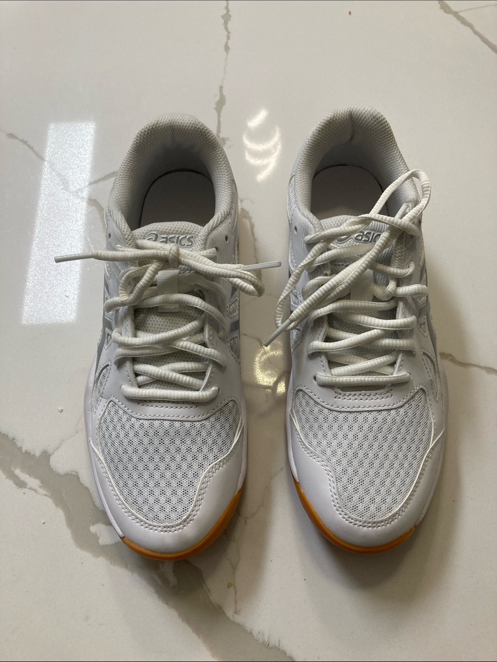 ASICS White Sneakers with Orange Sole Trim